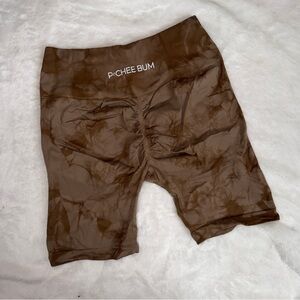 Brown Pchee Bum Tie-Dye Workout Shorts
